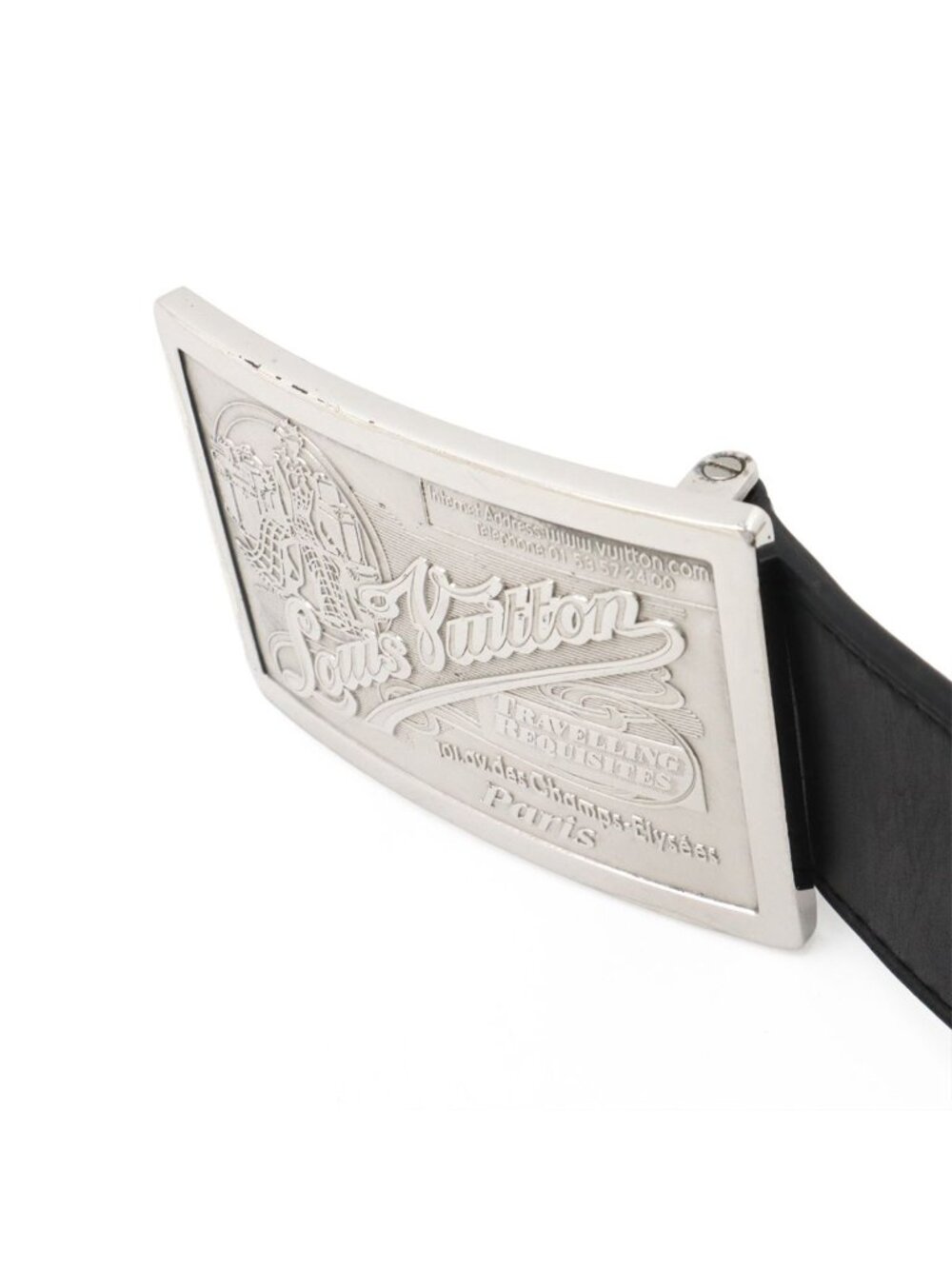 Louis Vuitton Ceinture Jeans Belt Leather Noir Black Silver 90 - Picture 3 of 9